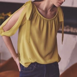 Stylish Bardot Neckline Slit Sleeve Blouse